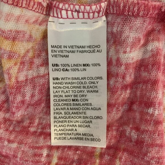 Chicos Womens XL 3 100% Linen Cardigan Sweater Open Front Knit Pink Orange Beach - Picture 7 of 12